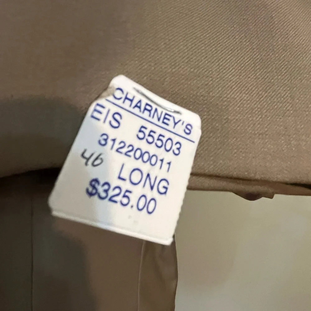 Charneys Arthur 100% Wool Carelli Fabric Men's Tan Blazer Size 46L NWT